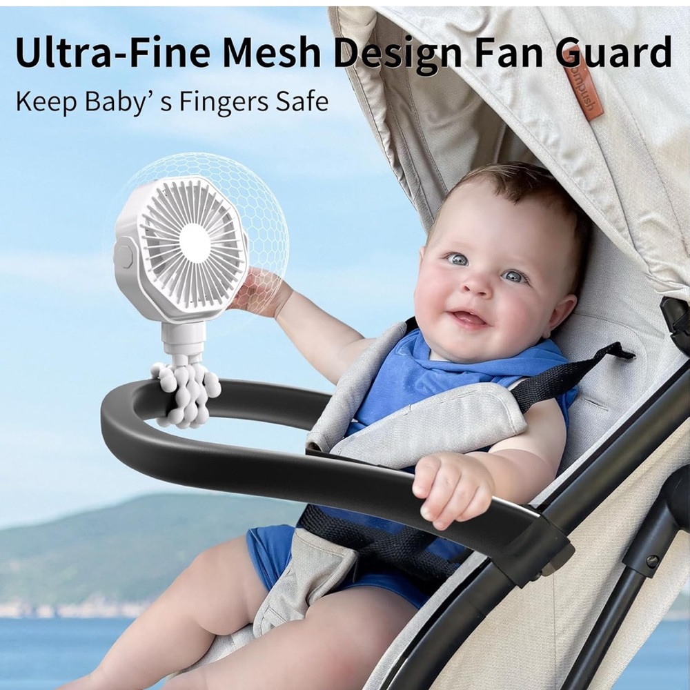 New Portable multi-scene use fan strong White 720° Rotating Clip-On Fan - Picture 4 of 8
